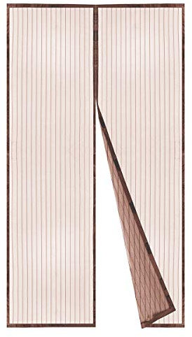 BricoShopping Zanzariera Magnetica Tenda Zanzariera REGOLABILE con MAGNETE CONTINUO calamita interna Per Balcone E Porta Finestra Fissaggio Rapido Su Balconi In Legno Alluminio (Marrone, 105x240 cm)