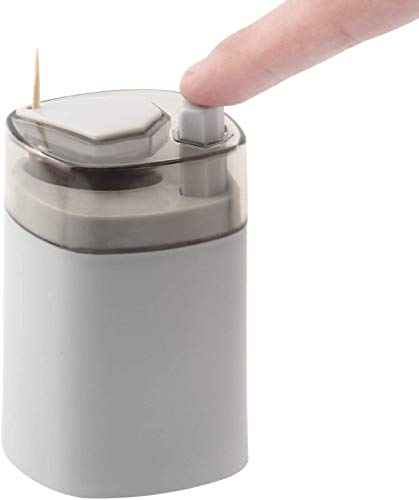 Toothpick Holder Dispenser, Pop-Up Automatic Toothpick Dispenser, Toothpick Storage Box (Grey)