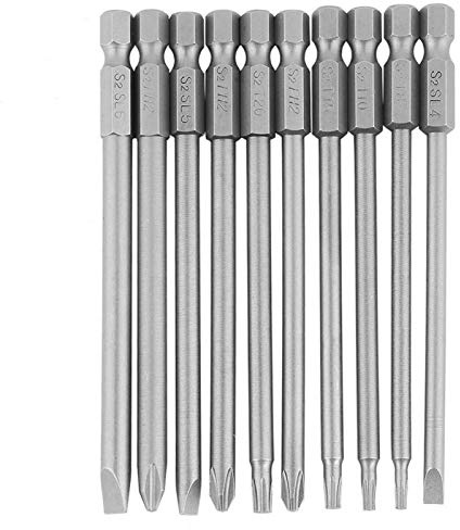 10 piezas 100 mm 1/4 Bit Torx Juego de puntas largas Bit Destornillador Juego de destornilladores Torx Vástago hexagonal Juego de puntas de destornillador magnético BST, para destornilladores el