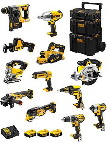DeWALT Kit DWK1202 (DCD796 + DCH273 + DCG405 + DCF887 + DCF889H + DCS331 + DCS391 + DCS355 + DCP580 + DCS369 + DCL050 + DCF620 + 3 Batteries de 5,0 Ah + Chargeur + Caddy 3en1)