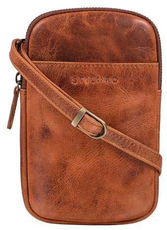 STILORD 'Loki' Vintage Echtleder Handytasche - Brustbeutel Perfekt für Reisen, Festivals & Unterwegs - Kleine Umhängetasche für Smartphone Farbe:kara - cognac