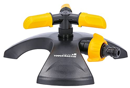 TOUGH MASTER Garden Sprinkler 360° Rotating 3-Arm Outdoor Water Sprinkler with 15 Adjustable Nozzles 102m² Coverage, Comes With Inbuilt Water Conservation Technology System