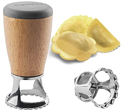Pedrini Taglia Ravioli 2 in 1, con Contenitore, Tondo e Fiore