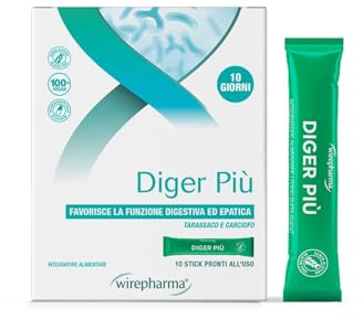 WIREPHARMA - Diger Più : Favorisce la Digestione e la Funzionalità Epatica, con DigerComplex®, Tarassaco, Carciofo, Cardo Mariano - Integratore Naturale per Digestione