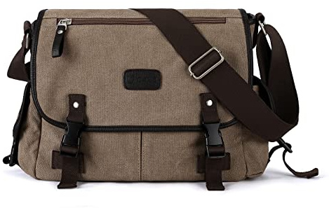 SZSYCN Umhängetasche Herren Canvas Umhängetasches Mehrzweck Tasche mit Vielen Taschen Wasserdichte Outdoor-Sporttasche Schulranzen für Jungen und Mädchen Vintage Umhängetasche