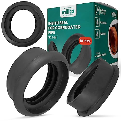 10x Millto™ Wellrohrdichtung 110 mm Dichtung für Kanalisationsrohr Wellrohr Gummidichtung Gummi Dichtungsring Lippendichtring Kanalisationsrohrdichtung Rohrabdichtung in Kernbohrung