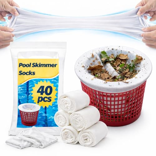 Sukh 40pc Pool Skimmer Socks - Basket Liners for Pool Filter Debris Catcher