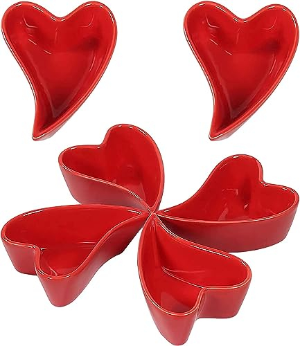 Soup Bowl,Rice Bowl,reakfast Bowl,Heart Shaped Ramekins Set, 120ml, Creme Brulee Ramekins, Souffle Dish Oven Proof Dishes, Souffle Ramekins, Ramekins For Air Fryer-red-Set of 2 ( Color : Red , Size :