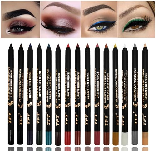 MKNZOME Professionelles Makeup Augenstift Set, 15 Farben Wasserdicht Matte Lidschatten Stift Set Eyeshadow Stick Langanhaltend Augen Schminke Geschenk für Frauen Mädchen