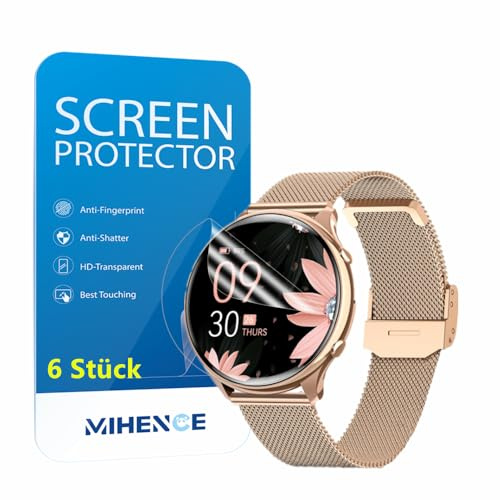 MIHENCE Pellicola protettiva per smartwatch G37, in TPU HD, compatibile con smartwatch RUXINGX/Fitonme da 1,39 pollici [6 pezzi]