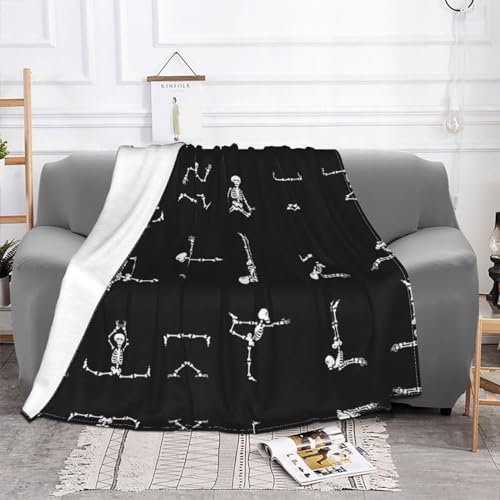 ORBIBA Yoga-Decke mit Totenkopf-Motiv, Flanell, ultraweich, warm, gemütlich, leicht, Sofa-Decke, Klimaanlage