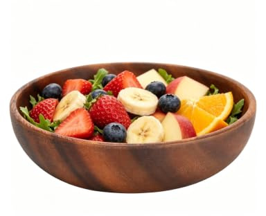 Plat de Collation en Bois, Bols à Salade en Bois, Bol à Soupe pour Aliments Aux Fruits pour la Maison, Café et Restaurant(17.5 * 4cm)