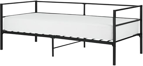 Beliani Tagesbett Metall schwarz 90x200 cm Metallbett Einzelbett Industrie-Design Battut