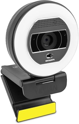 Yeyian Webcam Streaming Autofocus| Microphone Double Réduction du Bruit | 2K 2560x1440 30fps | Anneau LED Tricolore | Télécommande | Support Réglable | Windows, Mac, Linux, Android | USB