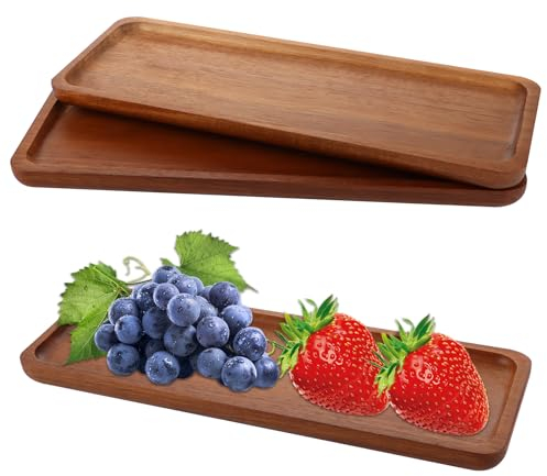 Oungy 3 Pack Wooden Serving Platters, 29 x 10 x 1.5cm Wooden Serving Trays Boards, Long Wood Tray Small Wood Food Tray for Display Snack, Sushi, Food Decor