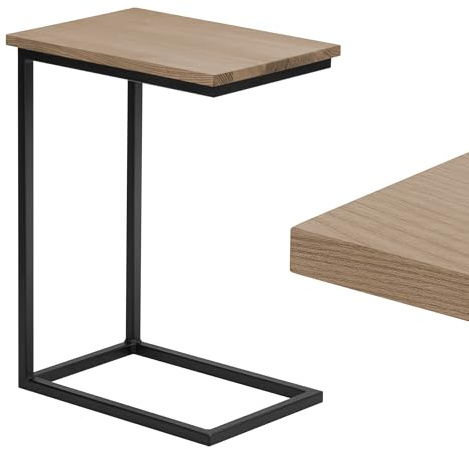 LAMO Manufaktur Beistelltisch | Laptoptisch | Sofatisch | mobiler Kaffeetisch | Nachttisch | 45x30x60 cm | Gestell Schwarz | 100% Echtholz Massiv Platte Farbe: Nussbaum