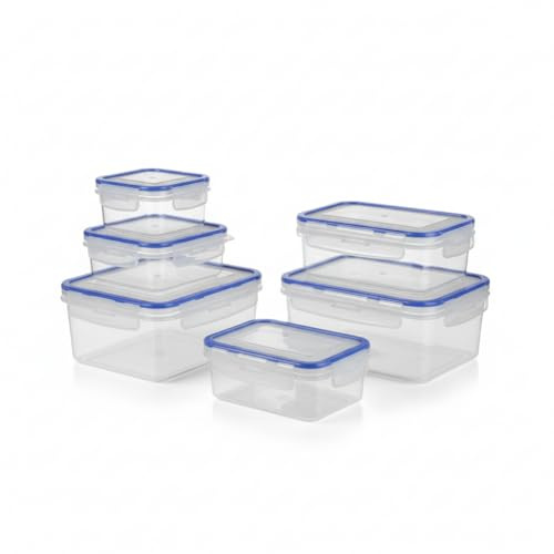 Pincho Tuppers De Plástico Herméticos Tapers Para Comida Hermético, Envases De Plástico Con Tapa, Fiambreras Sin BPA, Tupper Apto Microondas Y Lavavajillas - Pack De 6 Tamaños 2L A 0,5L