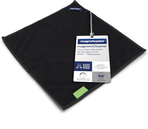magnetoplan magnetoCleaner, Schwarz | BxH 300x300mm | Magnetisches Microfaser-Reinigungstuch für Whiteboard + Flipchart | Wiederverwendbar