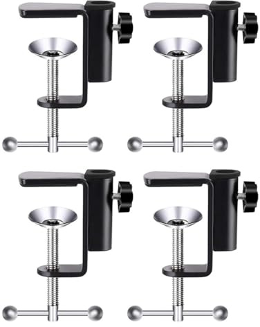 POFET Morsetto da Tavolo 2 Pezzi Morsetto da Tavolo in Metallo per Montaggio su Braccio Microfono, Supporti per Montaggio Monitor e postazioni di Lavoro Morsetto da Tavolo C per impieghi gravosi