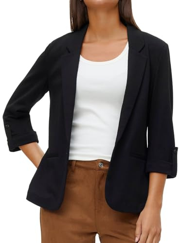 VERO MODA Vmeva 3/4 Blazer Noos, Negro, M