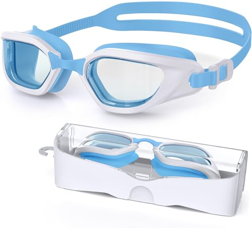 Zeligerstar Swimming Goggles, Goggles Swimming Adult with 3 Sizes Nose Bridges, Anti-Fog UV Protection No Leaking Adjustable Swim Goggles for Men Women Junior