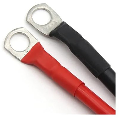 FENGXCUI Batterie-Wechselrichter-Kabelsatz mit M8-Anschlüssen, 8/6/4 AWG, verseiltes Kupferkabel, Solarstrom-Anschlussdraht, Batterieleitung mit Kabelschuh(Red x 1,30CM_8 AWG (10MM2))