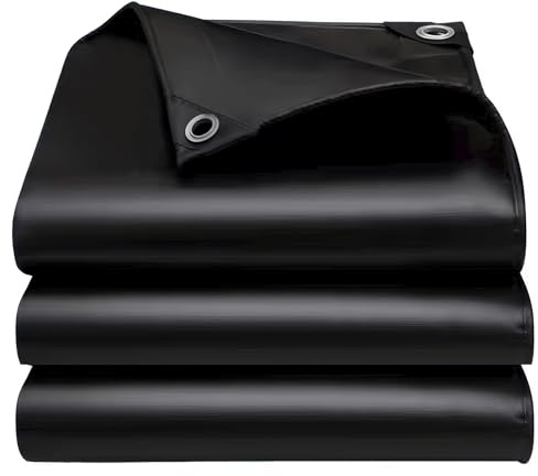 EEATUZTL Negro Lonas Impermeables Exterior, Lonas de Exterior Reforzado PE con Ojales, Duradera Toldo Impermeable para Jardín, Piscinia, Terrazas, Vehículos, Coche, Muebles, Leña, 2x4m
