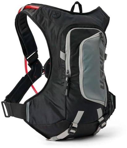 USWE Moto Hydro Hydration Pack - with Water Bladder, a High End, Bounce Free Backpack for Enduro and Off-Road Motorcycle (12L Adventure Fit Black/ Grey)