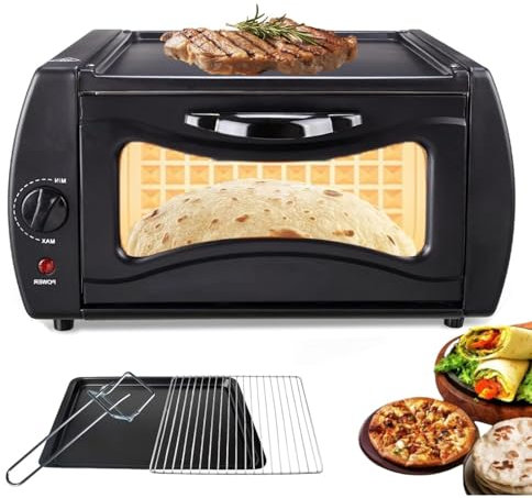 Forno Elettrico Per Pizza Da Interno, Forno Da Banco Da 15 Litri, Macchina Per Pizza + Disco E Morsetto, Controllo Della Temperatura 50-400℃, Cuoci Pizze Fresche E Surgelate In 5 Minuti