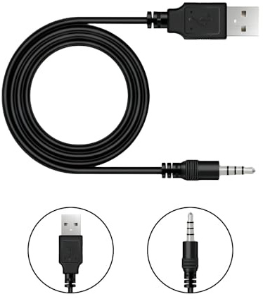 Times Mark Câble adaptateur jack auxiliaire 3,5 mm vers USB 2.0 mâle, 1 m de compatibilité universelle pour autoradios, enregistreurs vidéo, haut-parleurs de poche, écouteurs, charge haute vitesse