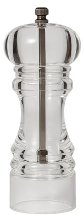 Molinillo de pimienta transparente manual de 16 cm – Molinillo ajustable, diseño elegante – Ideal para especias frescas
