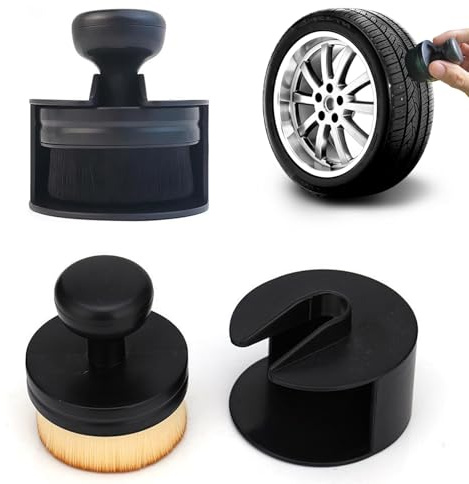 Megcdtr Auto Tyre Cleaning Brush, 2 PCS Car Tire Shine Brush with Stand Cover, Tyre Dressing Applicator Car Interior Cleaning Brush for Auto Detail Vents Dash Trim Seats Interior Emblems Wheels
