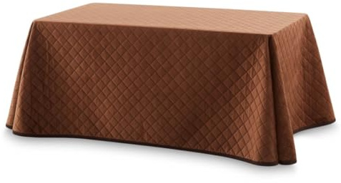 Lanovenanube Falda Camilla Velvet Acolchada, Enaguilla de Invierno Rectangular, Medida 60x100, Color Marrón. Faldilla para Mesa Que Mantiene el Calor, de Tejido Aterciopelado y Tacto Extra Suave