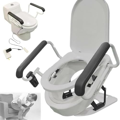 Rialzo automatico per sedile WC, sollevatore elettrico con doppi braccioli antiscivolo, angolo di sollevamento da 0 a 45° per anziani, disabili e persone incinte