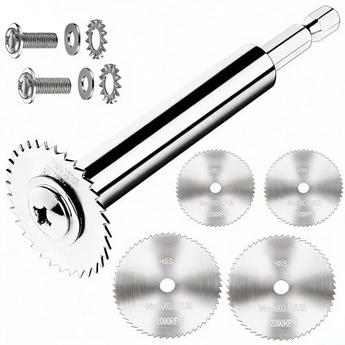 Aiyraa 5Pcs Mini Circular Saw Blades, HSS Drill Cutting Discs for Dremel Rotary Tool, Rotary Drill Saw Blades with Mandrel, Cutting Wheel for Cutting Wood, Plastic, Soft Metal, PVC Pipe