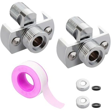 Dulynva 2 Stück Adapter für Duscharmatur, verstellbar, Messing, S, drehbar, 1/2 auf 3/4 Zoll, Anschluss Exzenter, Mischbatterie mit Deckel und wasserdichtem Band aus PTFE, Adapter für Duscharmatur