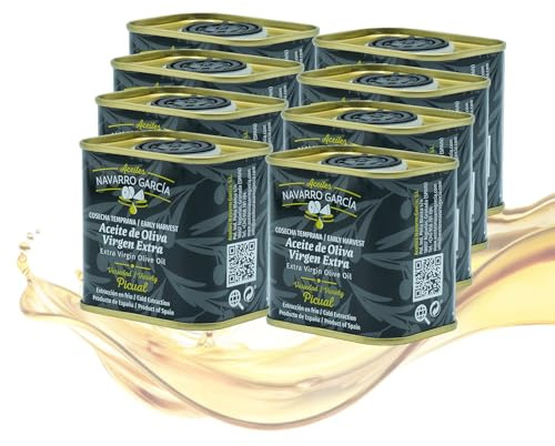 Aceite de Oliva Virgen Extra Cosecha Temprana 500ml | Almazara Familiar | AOVE Picual Prensado en Frío. Pack de 8 Latas de 100ml