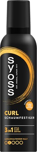 Syoss Curl Schaumfestiger (250 ml), pflegendes Curly Locken Mousse | 3in1 Formel für perfekt definierte Locken & Wellen mit Vitamin-Komplex, Panthenol & Niacinamide für gestärkte Haarstruktur