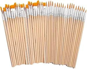 40 Stück Pinsel Set 20 Runde Pinsel und 20 Flache Pinsels Kleine Künstlerpinsel Nylon Acrylfarben Pinselset für Kunstmalerei Details Körper Gesicht Felsen Leinwand Gemälde Liebhaber Erwachsene
