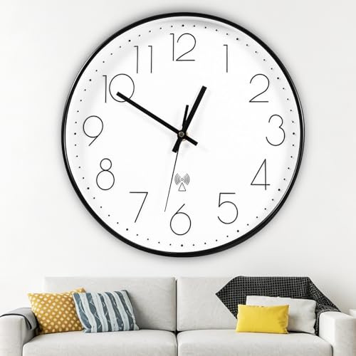 DEECOZY Wanduhr,Wanduhr Funk, 30 cm Wanduhrs Groß Mit Sekundenzeiger, Glasabdeckung, Wohnzimmeruhr,Wandfunkuhr Für Küche/Wohnzimmer/Büro,Uhr Wand,Küchenuhren,30 * 30 * 4.3cm