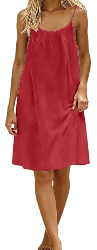 Vestidos Verano Mujer Tirantes Casual Espalda Descubierta Vestido Playa Elegante con Tirantes Ajustables Color Sóliido Corte Holgado Ligero Informal Bohemio Vestidos Amplio