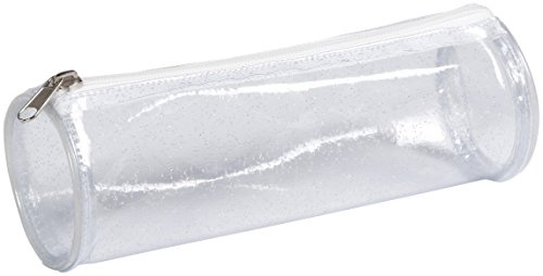 Clairefontaine - Ref 8486C - Runt pennfodral - 22 x 7 x 7 cm i storlek - lämpligt för förvaring och transport av pennor, pennor och tillbehör - transparent med glitter