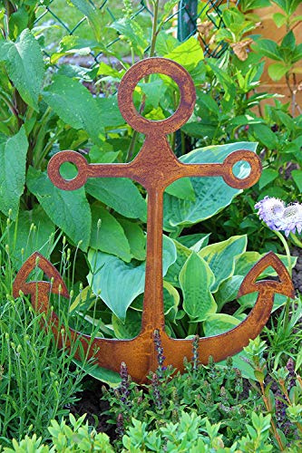 Bornhöft Gartenstecker Anker Metall Rost Gartendeko Edelrost Groß rostig (54cm x 46cm groß)