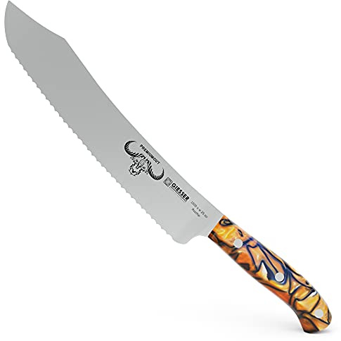 Giesser seit 1776 - Made in Germany - Brotmesser 25 cm Spicy Orange, PremiumCut Wave No 1, Wellenschliff, Acryl, exotisch, rostfrei, deutsches Grillmesser scharf