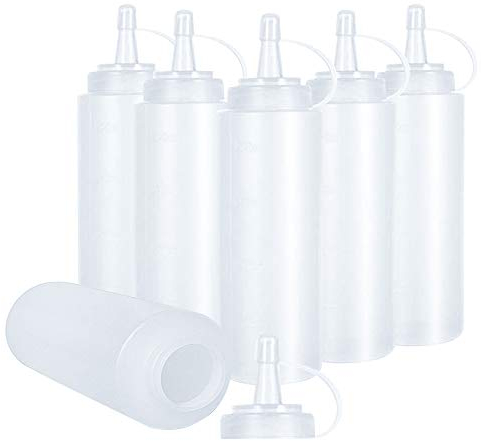Saucenflasche 250ml, KANOSON 6 stück Quetschflasche Dosierflasche Spritzflasche Küche Squeeze Flasche,Soßenflaschen Leere Ketchup Flasche Squeeze Bottle Saucen Flaschen Plastik