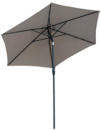 Sekey® Aluminium Ø 270 cm Sonnenschirm für Balkon | Gartenschirm |Terrassenschirm mit Kurbel und Kippen Rund Upf50+ Braun