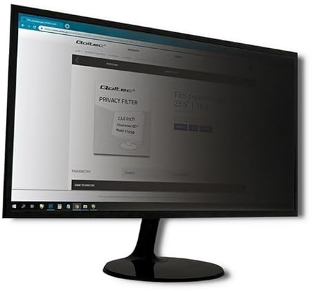 Qoltec 51063 Filtre Anti-Reflets pour écran et Filtre de confidentialité Filtre de confidentialité sans Bords pour Ordinateur 43,2 cm (17)