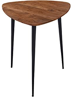 SAM Beistelltisch ELSA 60 x 60 cm, Akazienholz massiv & nussbaumfarben, Couchtische mit schwarzem Metallgestell, jeder Sofatisch EIN Unikat