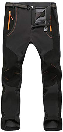 Pantalon Homme Doublé en Polaire Hiver Softshell Pantalon Femme Pantalon Épaississement Coupe-Vent Imperméable Outdoor Sport Camping Randonnée Trekking Pantalon de Montagne,Gris-Hommes,XXL