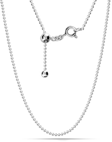 LeCalla Links Italienischer Schmuck aus Sterlingsilber, verstellbare Kettenhalskette, verschiebbare Bolo-Kettenhalskette für Frauen, 61 cm
